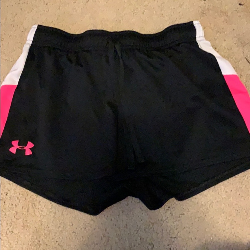 Pink White and black Under Armour shorts
